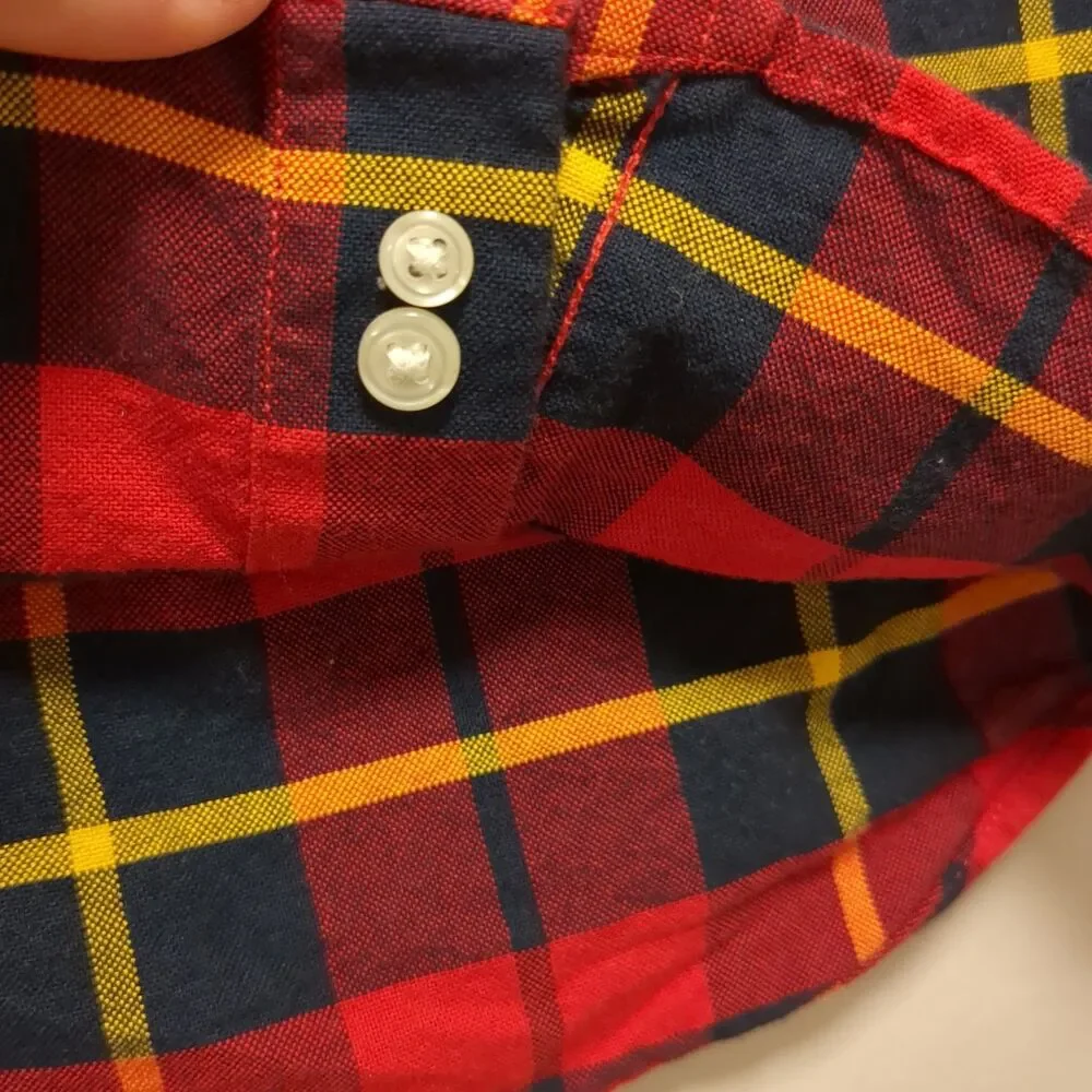 Ralph Lauren Red Black Yellow Plaid Button Down Cotton Shirt Boys Size 18 Months
